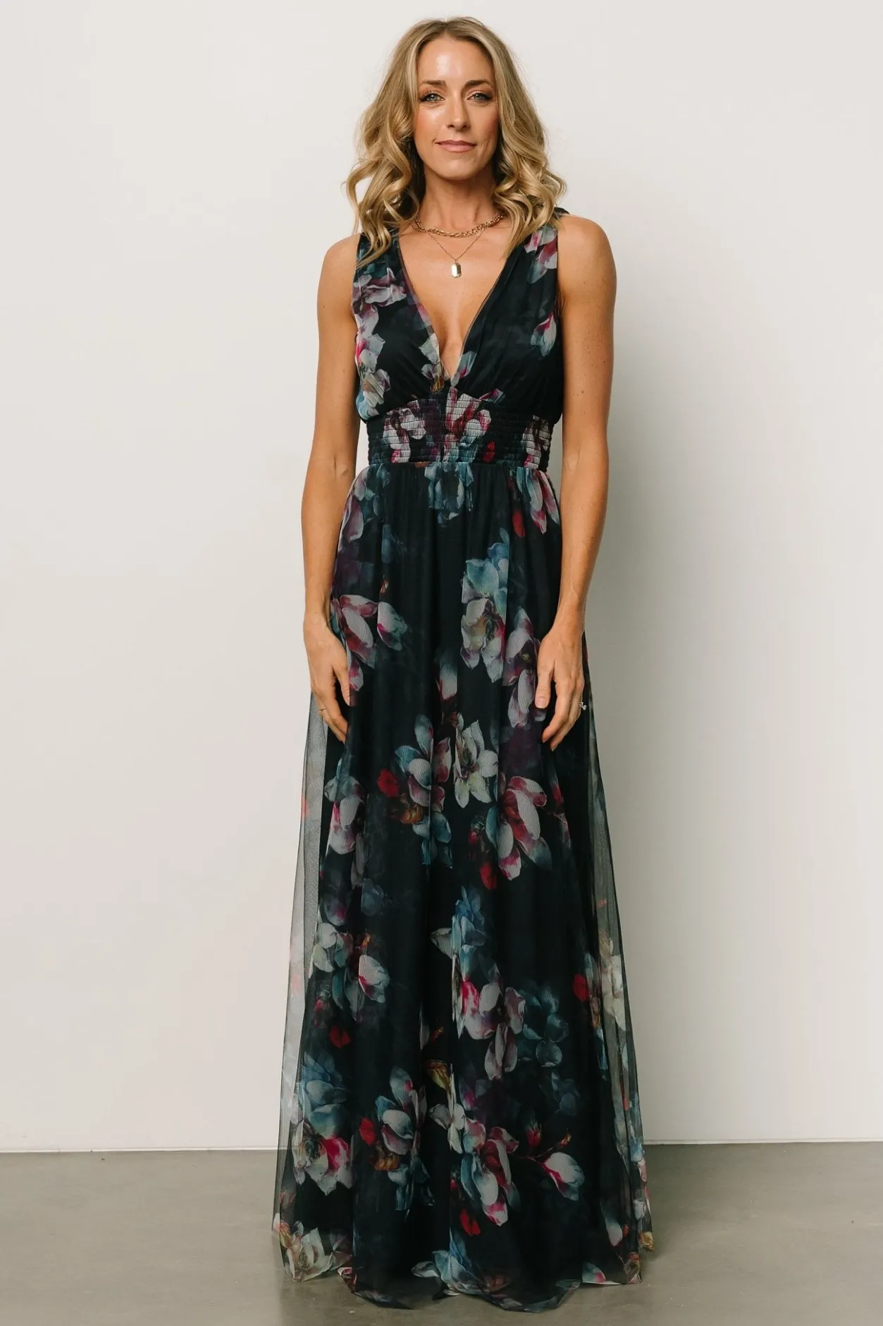New Baltic Born Kamila Tulle Maxi Dress | Navy Abstract Floral NavyAbstractFloral