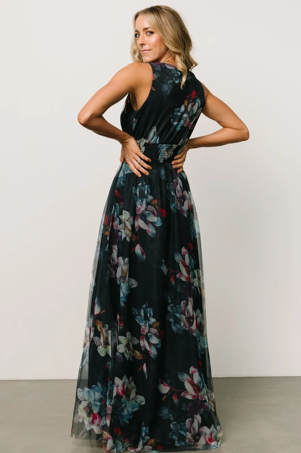 New Baltic Born Kamila Tulle Maxi Dress | Navy Abstract Floral NavyAbstractFloral