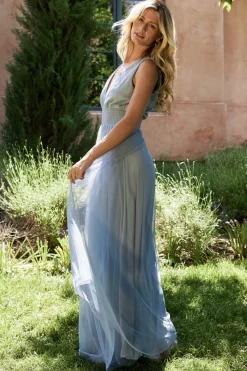 Clearance Baltic Born Kamila Tulle Maxi Dress | Whisper Blue WhisperBlue