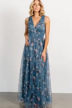 Discount Baltic Born Kamila Tulle Maxi Dress | Blue Multi Floral BlueMultiFloral