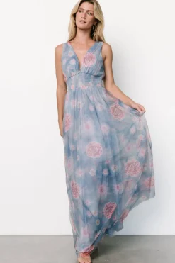 New Baltic Born Kamila Tulle Maxi Dress | Light Blue + Pink Floral LightBlue+PinkFloral