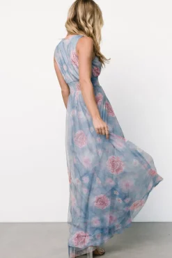 New Baltic Born Kamila Tulle Maxi Dress | Light Blue + Pink Floral LightBlue+PinkFloral