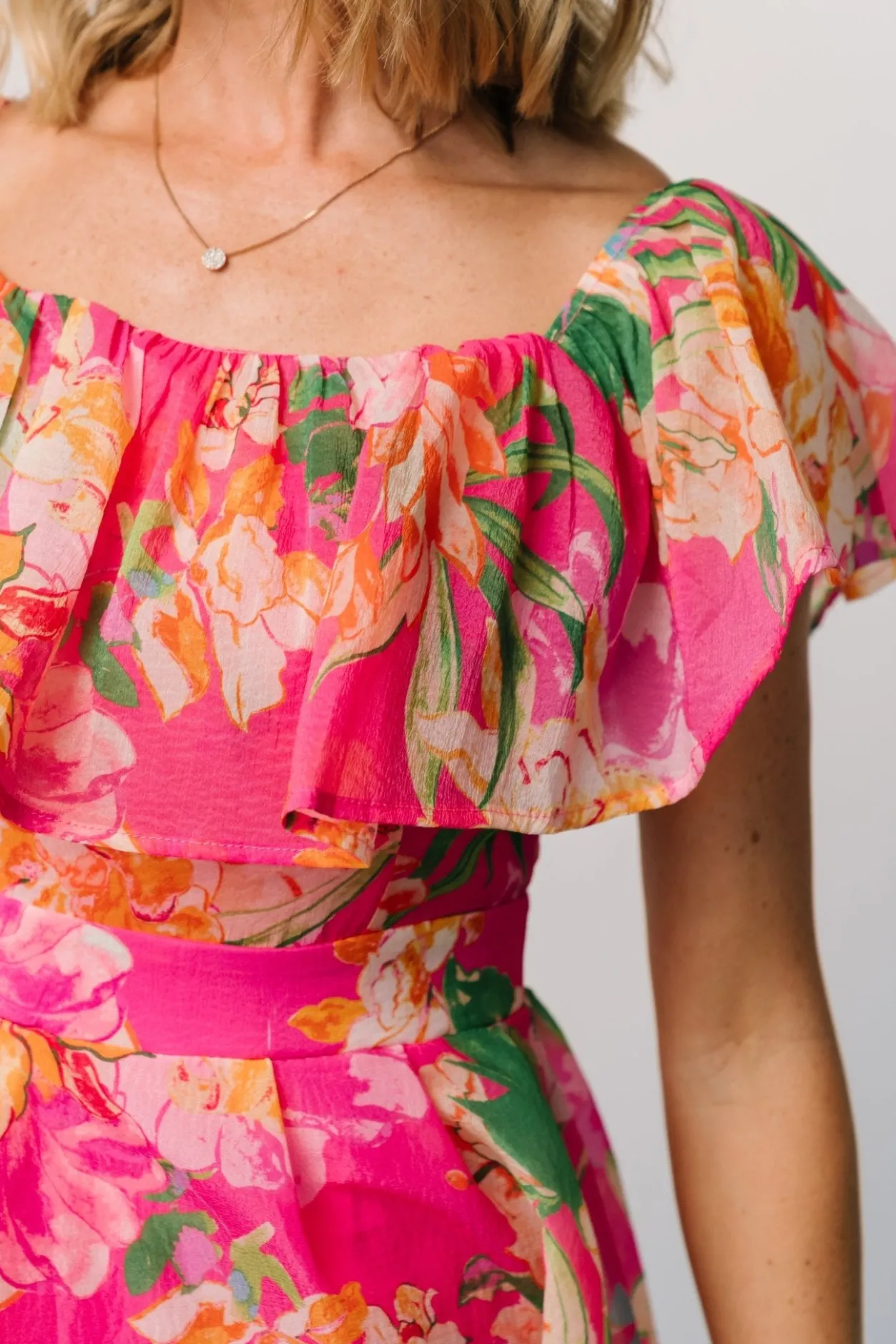 Online Baltic Born Kartini Off Shoulder Midi Dress | Fuchsia Multi FuchsiaMulti