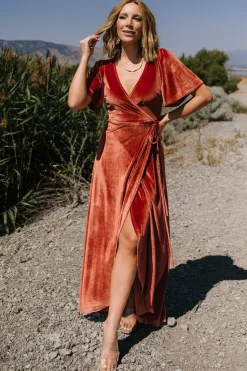 Clearance Baltic Born Katelyn Velvet Maxi Wrap Dress | Cinnamon