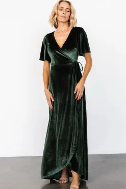 Online Baltic Born Katelyn Velvet Maxi Wrap Dress | Deep Green DeepGreen