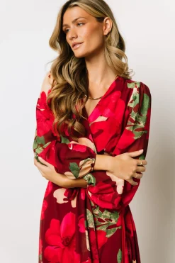 Hot Baltic Born Katinka Wrap Maxi Dress | Burgundy Multi Floral BurgundyMultiFloral
