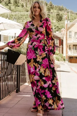 Best Baltic Born Katinka Wrap Maxi Dress | Black Multi Floral BlackMultiFloral