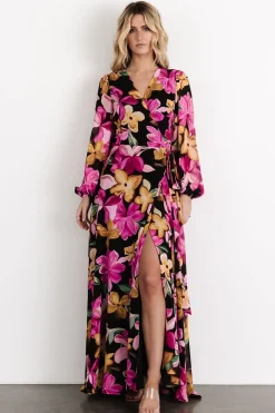 Best Baltic Born Katinka Wrap Maxi Dress | Black Multi Floral BlackMultiFloral