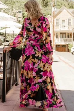 Best Baltic Born Katinka Wrap Maxi Dress | Black Multi Floral BlackMultiFloral