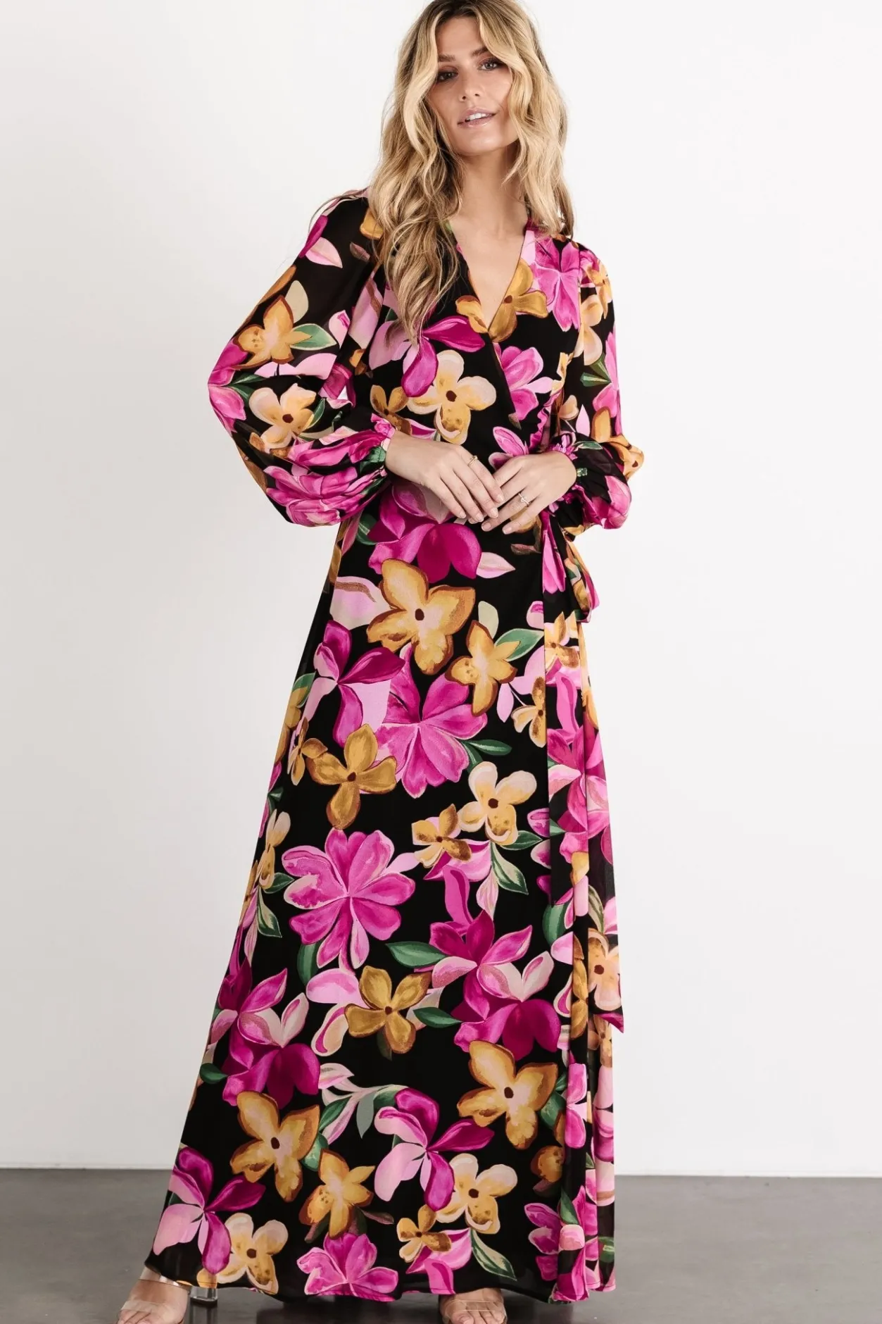 Best Baltic Born Katinka Wrap Maxi Dress | Black Multi Floral BlackMultiFloral