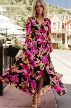 Best Baltic Born Katinka Wrap Maxi Dress | Black Multi Floral BlackMultiFloral