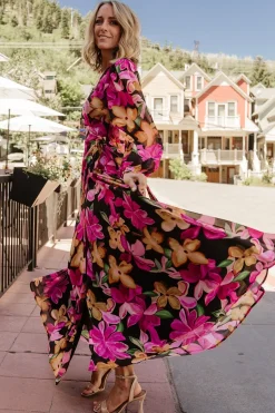 Best Baltic Born Katinka Wrap Maxi Dress | Black Multi Floral BlackMultiFloral
