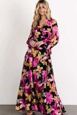 Best Baltic Born Katinka Wrap Maxi Dress | Black Multi Floral BlackMultiFloral