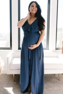 Sale Baltic Born Katya Ruffle Maxi Dress | Navy