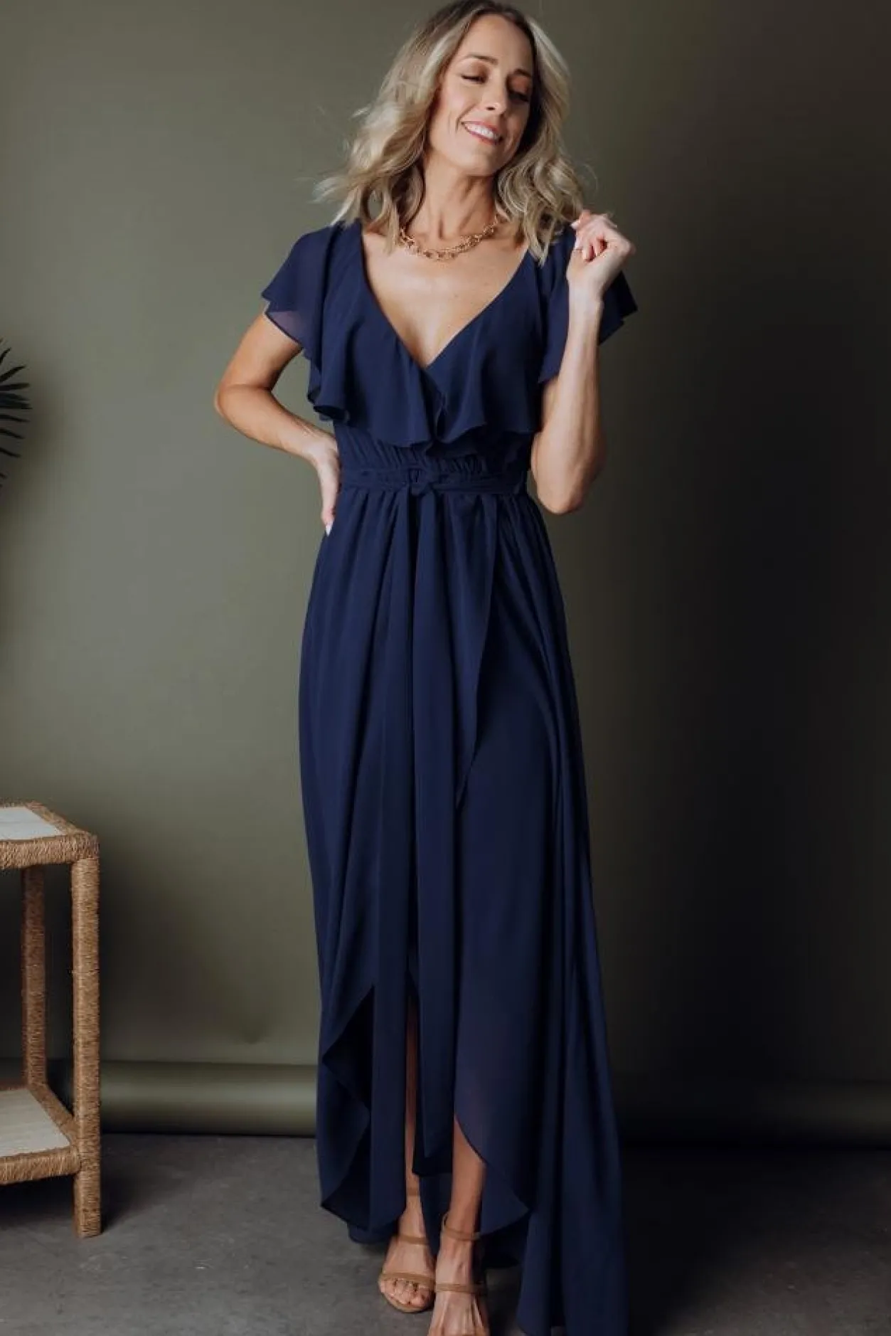 Sale Baltic Born Katya Ruffle Maxi Dress | Navy