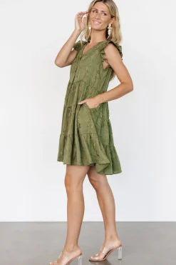 New Baltic Born Kayla Button Up Short Dress | Olive