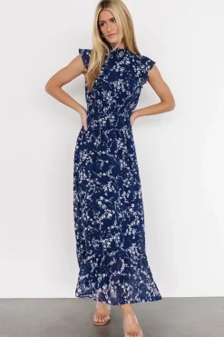 Clearance Baltic Born Kearny Ruffle Maxi Dress | Blue Floral BlueFloral