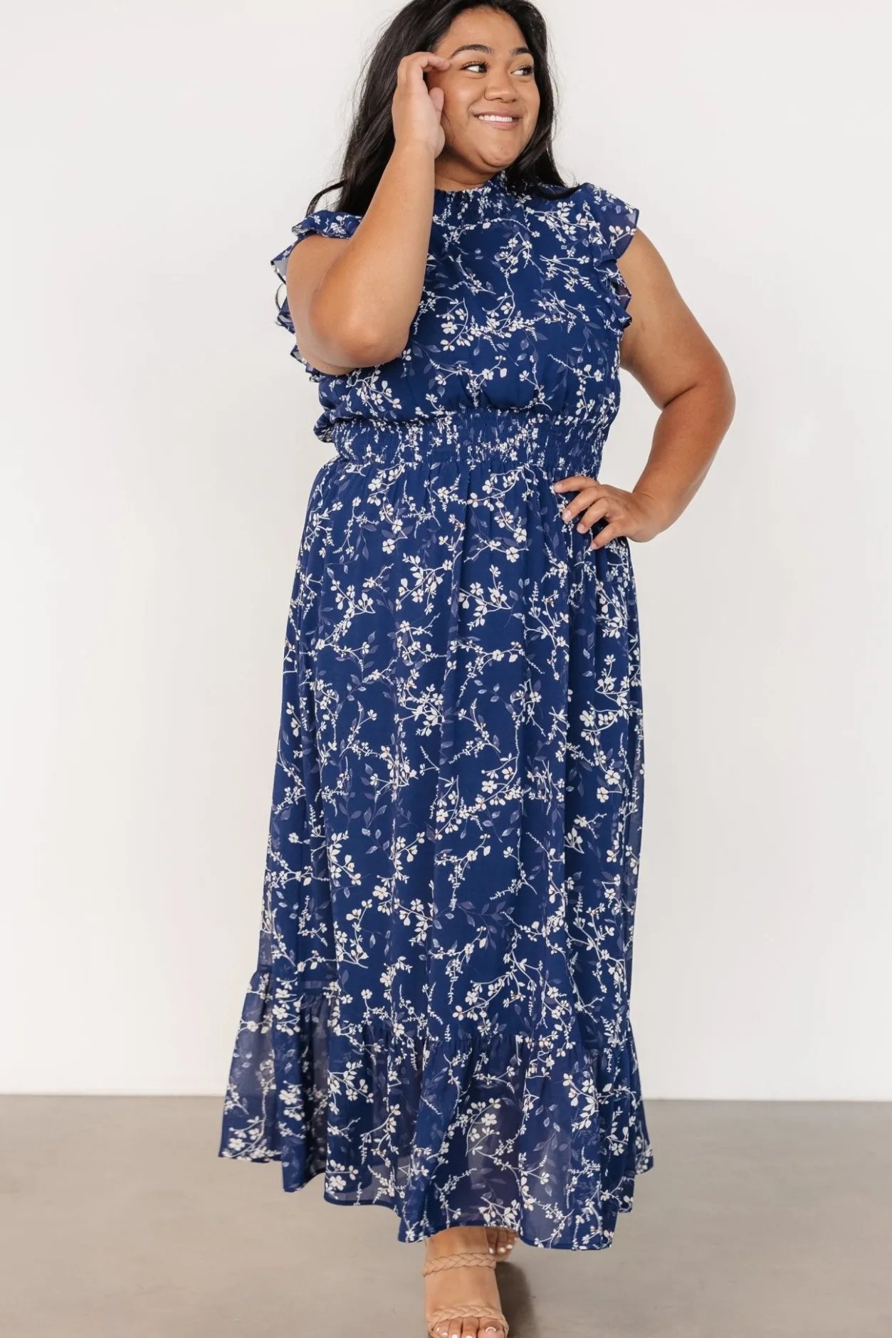 Clearance Baltic Born Kearny Ruffle Maxi Dress | Blue Floral BlueFloral