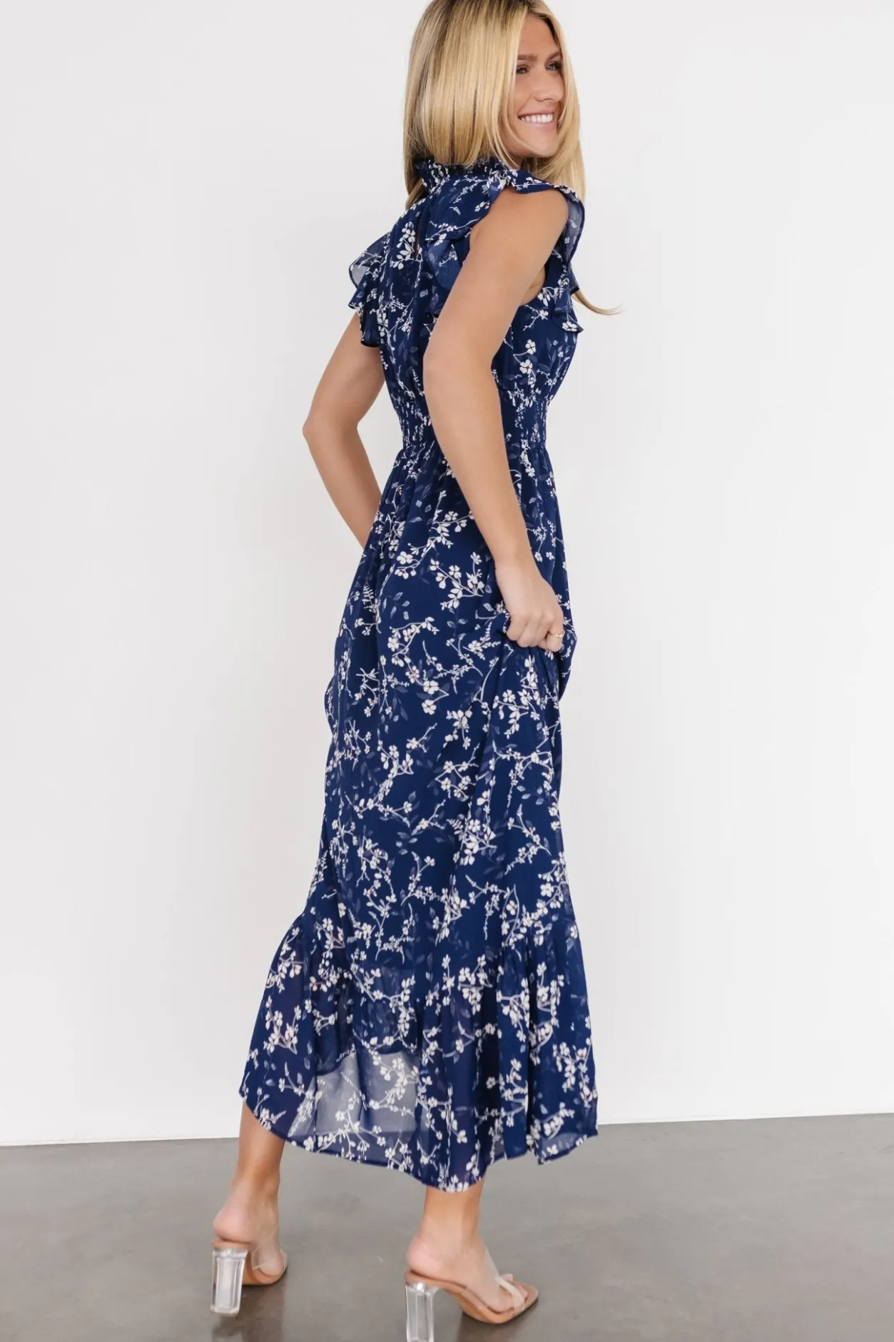 Clearance Baltic Born Kearny Ruffle Maxi Dress | Blue Floral BlueFloral