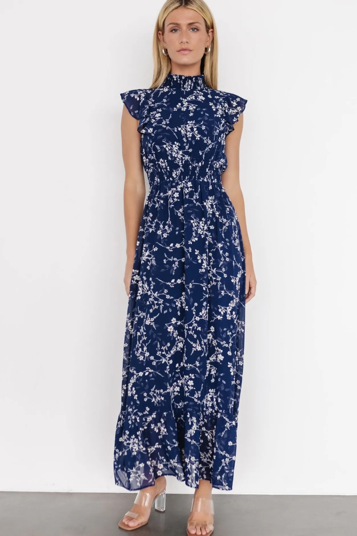 Clearance Baltic Born Kearny Ruffle Maxi Dress | Blue Floral BlueFloral