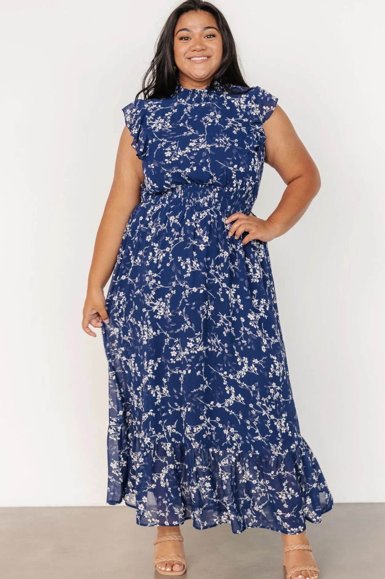 Clearance Baltic Born Kearny Ruffle Maxi Dress | Blue Floral BlueFloral