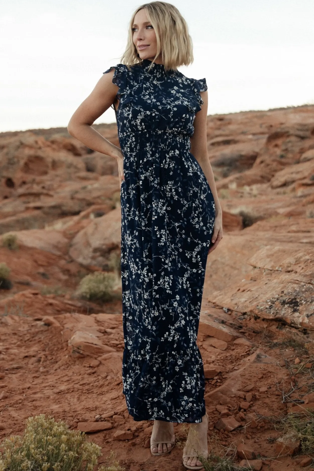 Clearance Baltic Born Kearny Ruffle Maxi Dress | Blue Floral BlueFloral