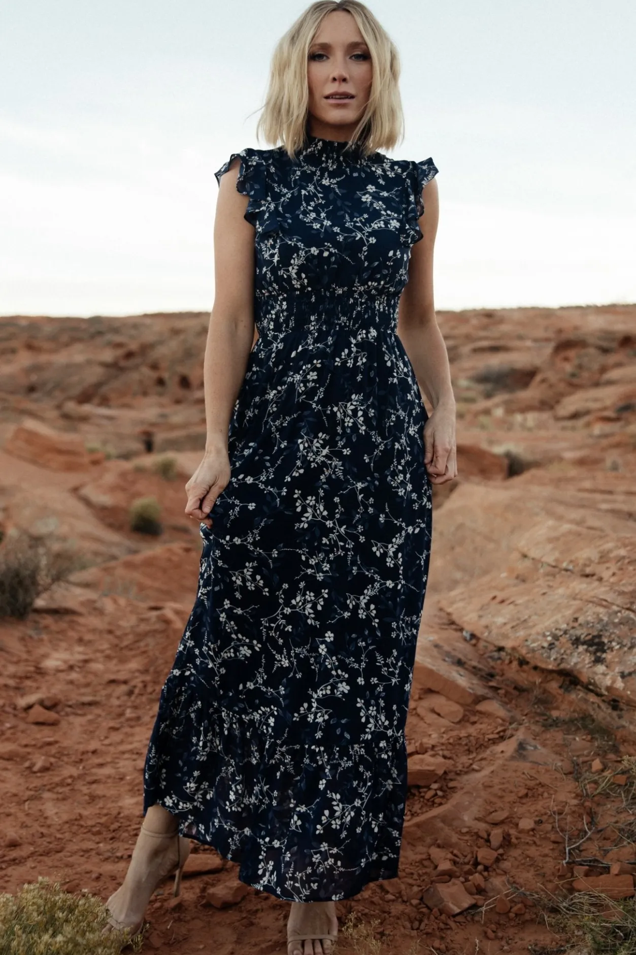 Clearance Baltic Born Kearny Ruffle Maxi Dress | Blue Floral BlueFloral