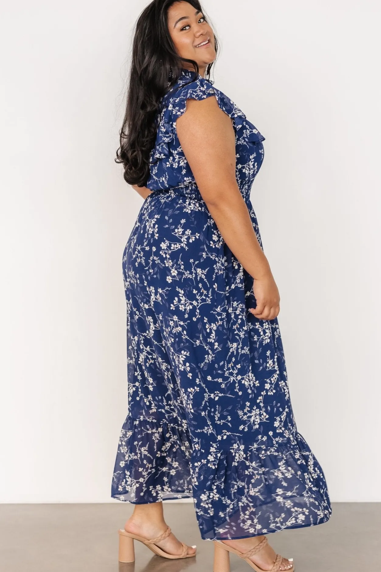 Clearance Baltic Born Kearny Ruffle Maxi Dress | Blue Floral BlueFloral