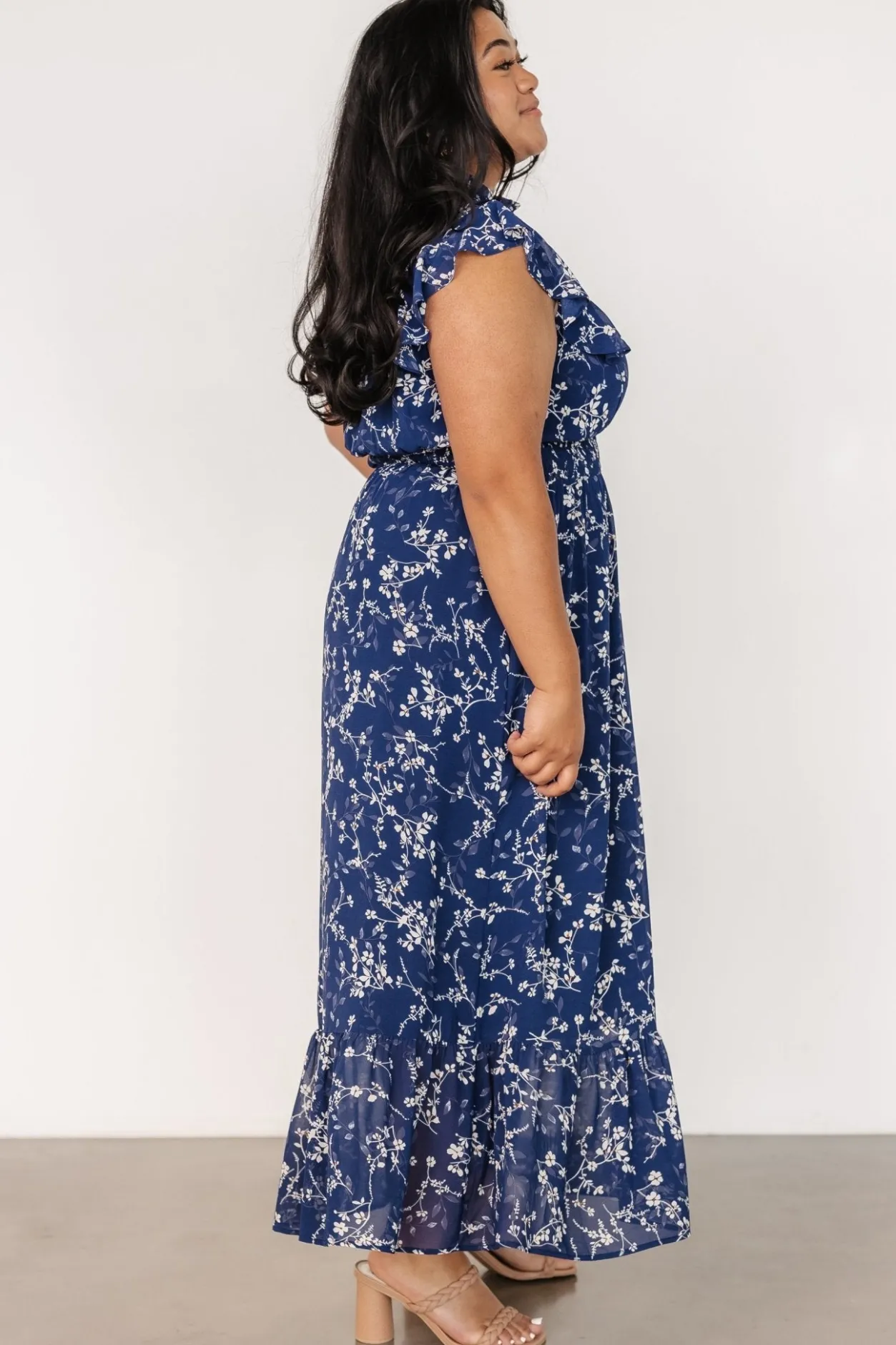Clearance Baltic Born Kearny Ruffle Maxi Dress | Blue Floral BlueFloral