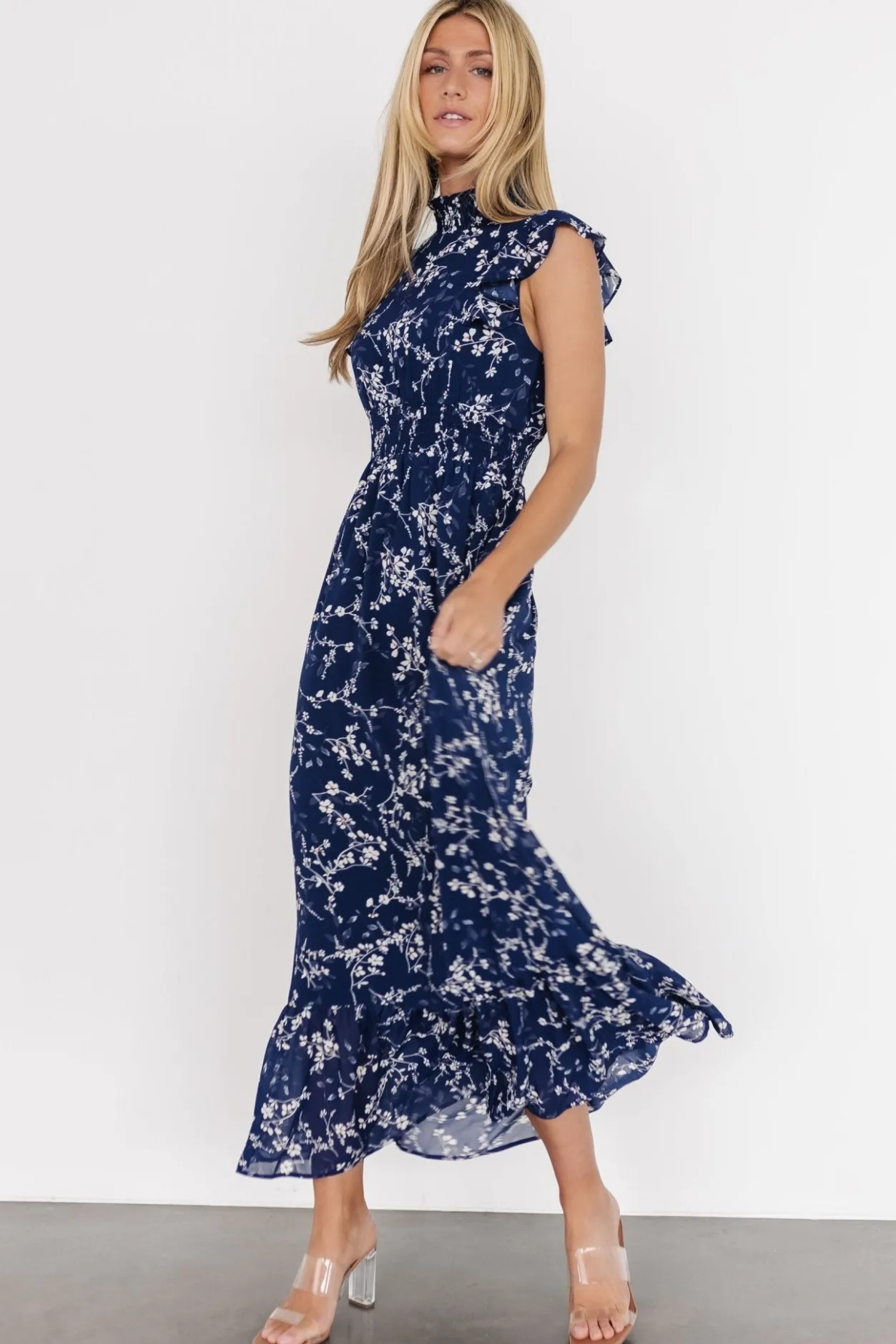 Clearance Baltic Born Kearny Ruffle Maxi Dress | Blue Floral BlueFloral
