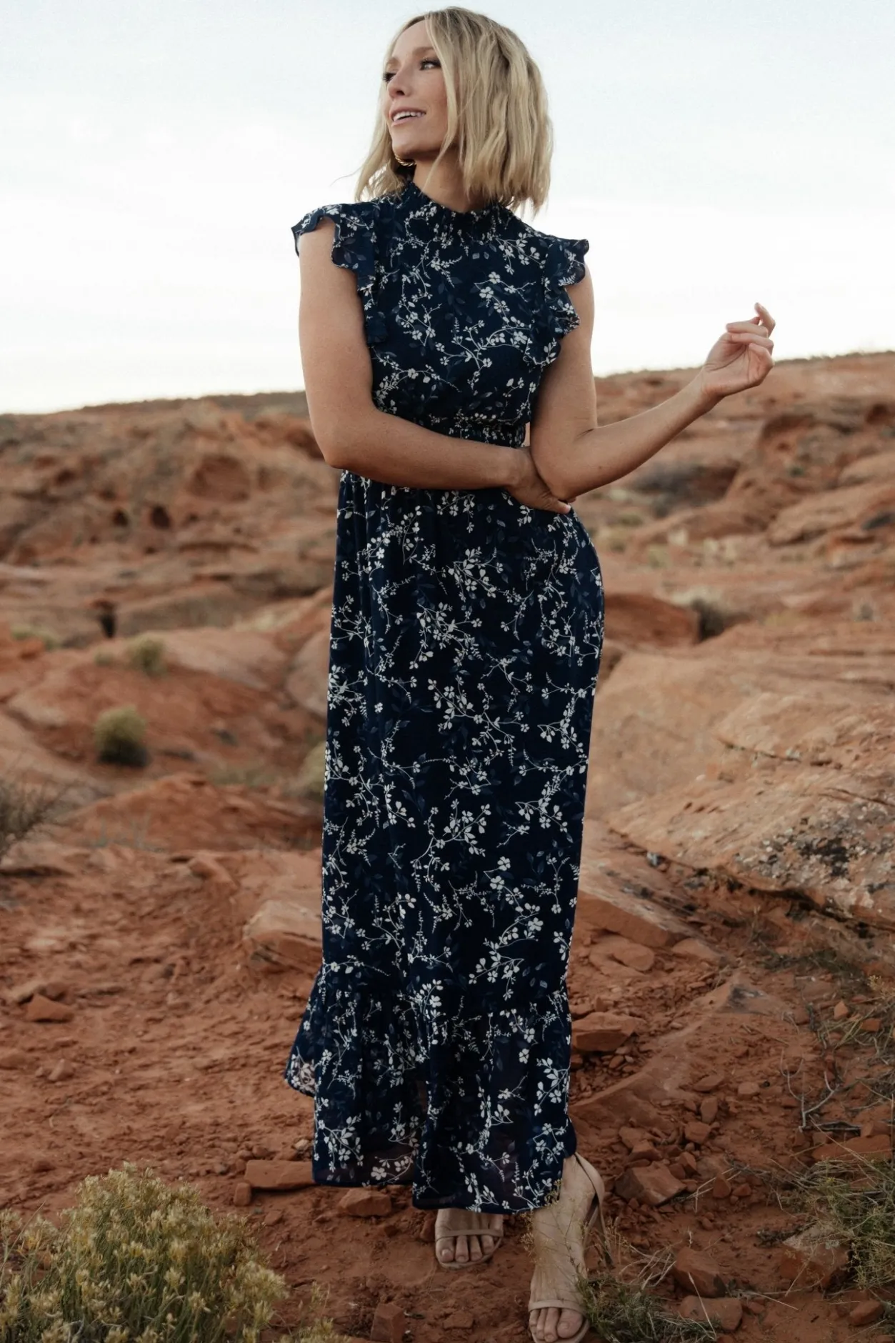 Clearance Baltic Born Kearny Ruffle Maxi Dress | Blue Floral BlueFloral