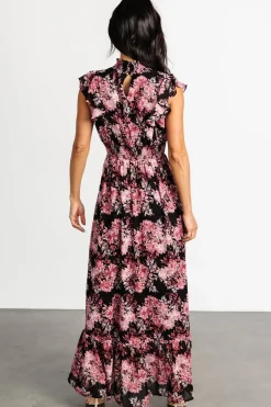 Hot Baltic Born Kearny Ruffle Maxi Dress | Black + Mauve Black+Mauve