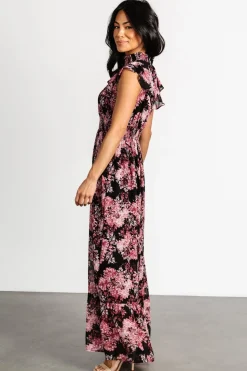 Hot Baltic Born Kearny Ruffle Maxi Dress | Black + Mauve Black+Mauve