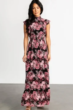 Hot Baltic Born Kearny Ruffle Maxi Dress | Black + Mauve Black+Mauve