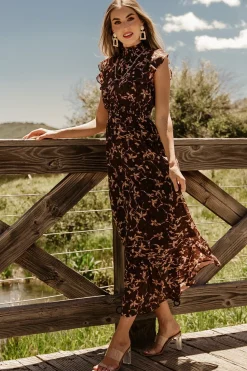Fashion Baltic Born Kearny Ruffle Maxi Dress | Brown + Natural Brown+Natural