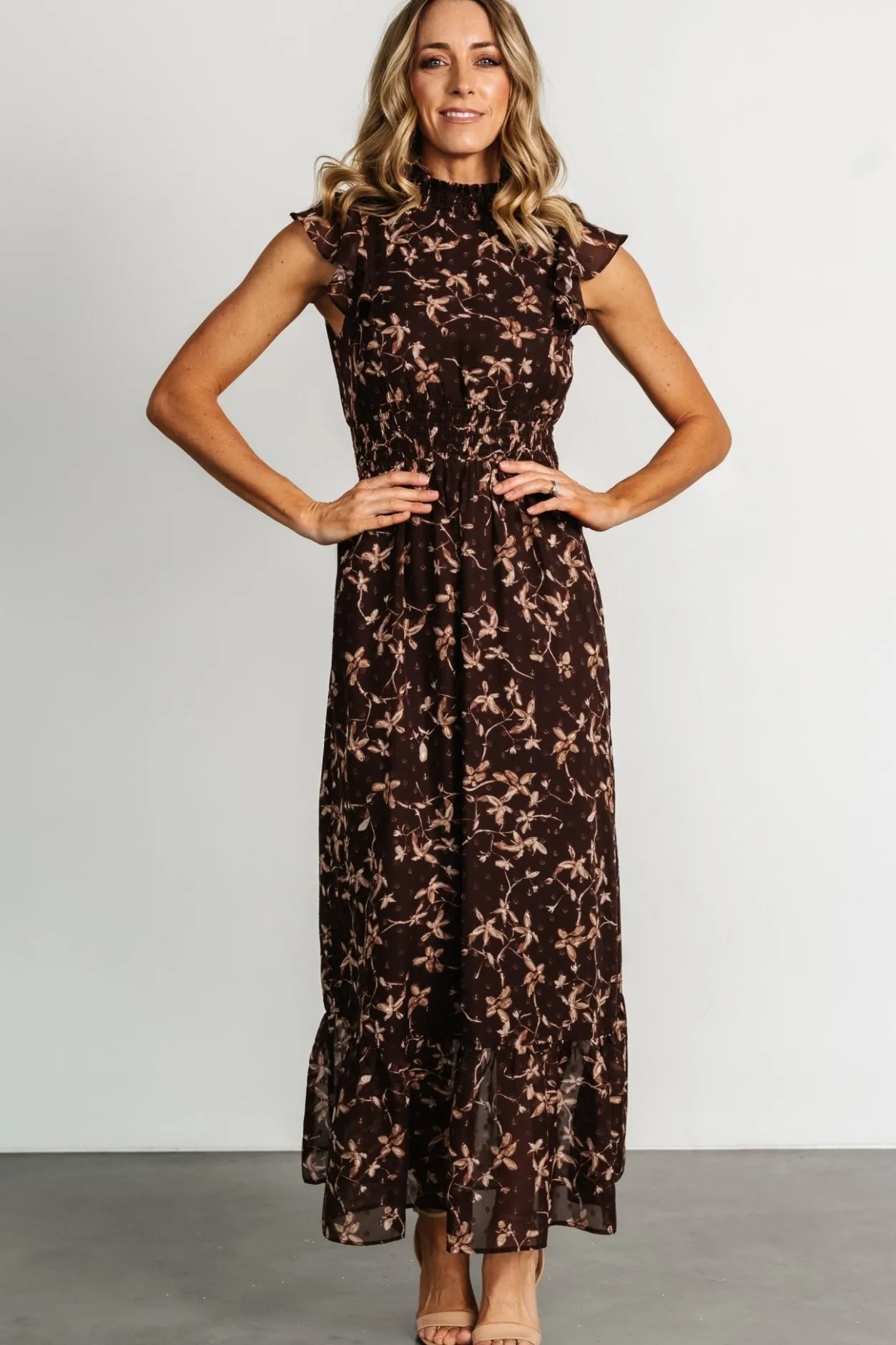 Fashion Baltic Born Kearny Ruffle Maxi Dress | Brown + Natural Brown+Natural