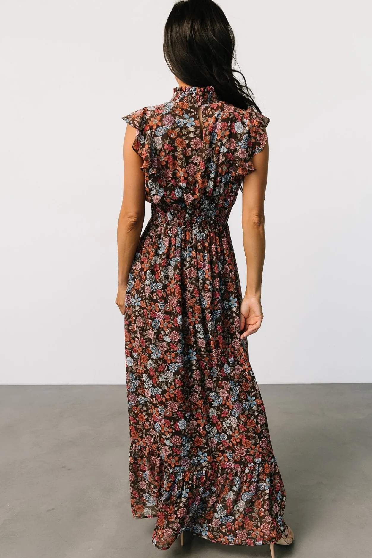 Discount Baltic Born Kearny Ruffle Maxi Dress | Brown Multi Floral BrownMultiFloral