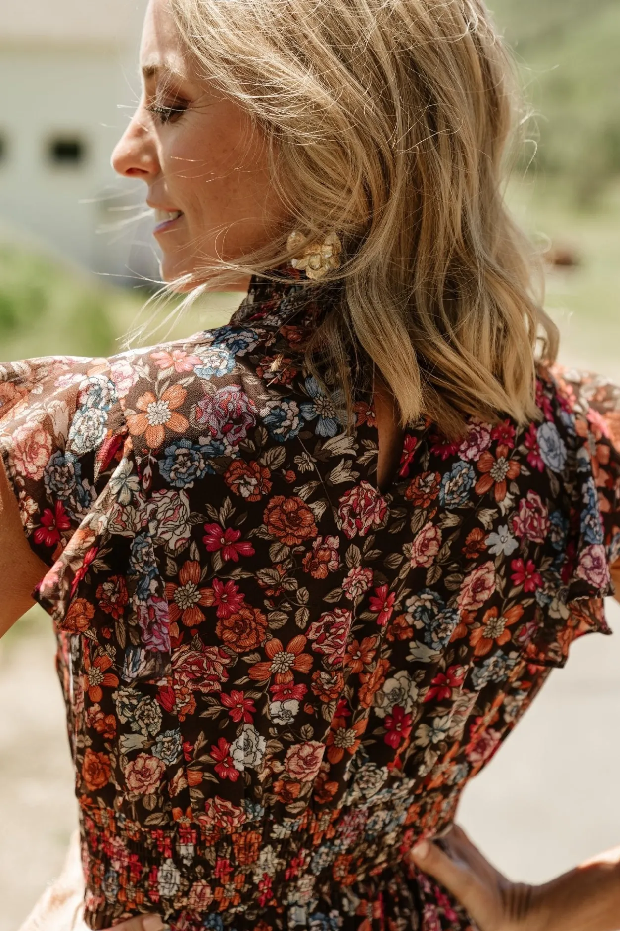 Discount Baltic Born Kearny Ruffle Maxi Dress | Brown Multi Floral BrownMultiFloral
