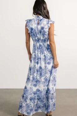 Sale Baltic Born Kearny Ruffle Maxi Dress | White + Blue Floral White+BlueFloral