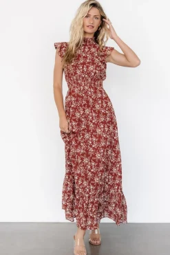 Online Baltic Born Kearny Ruffle Maxi Dress | Rust Print RustPrint