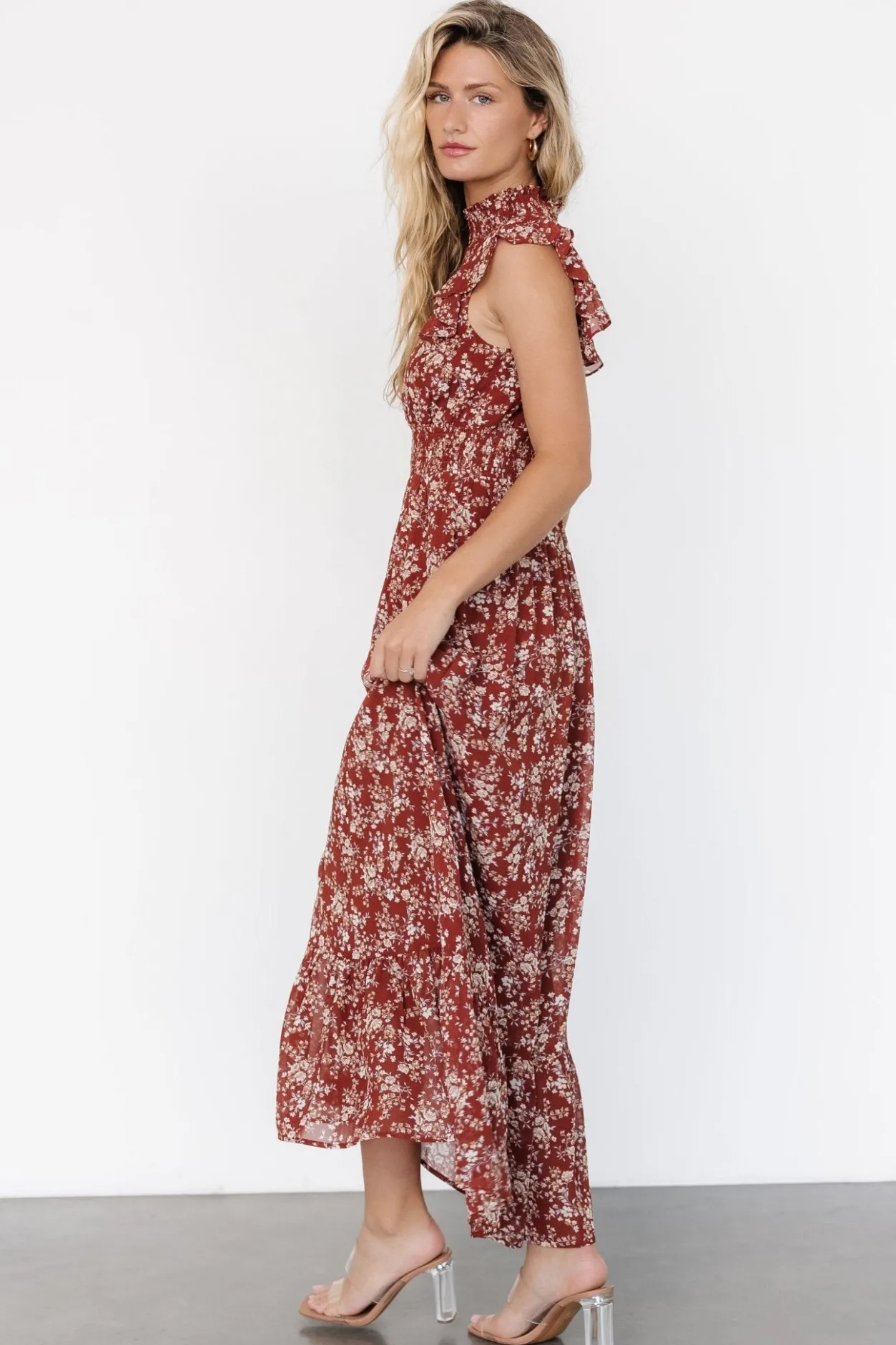 Online Baltic Born Kearny Ruffle Maxi Dress | Rust Print RustPrint