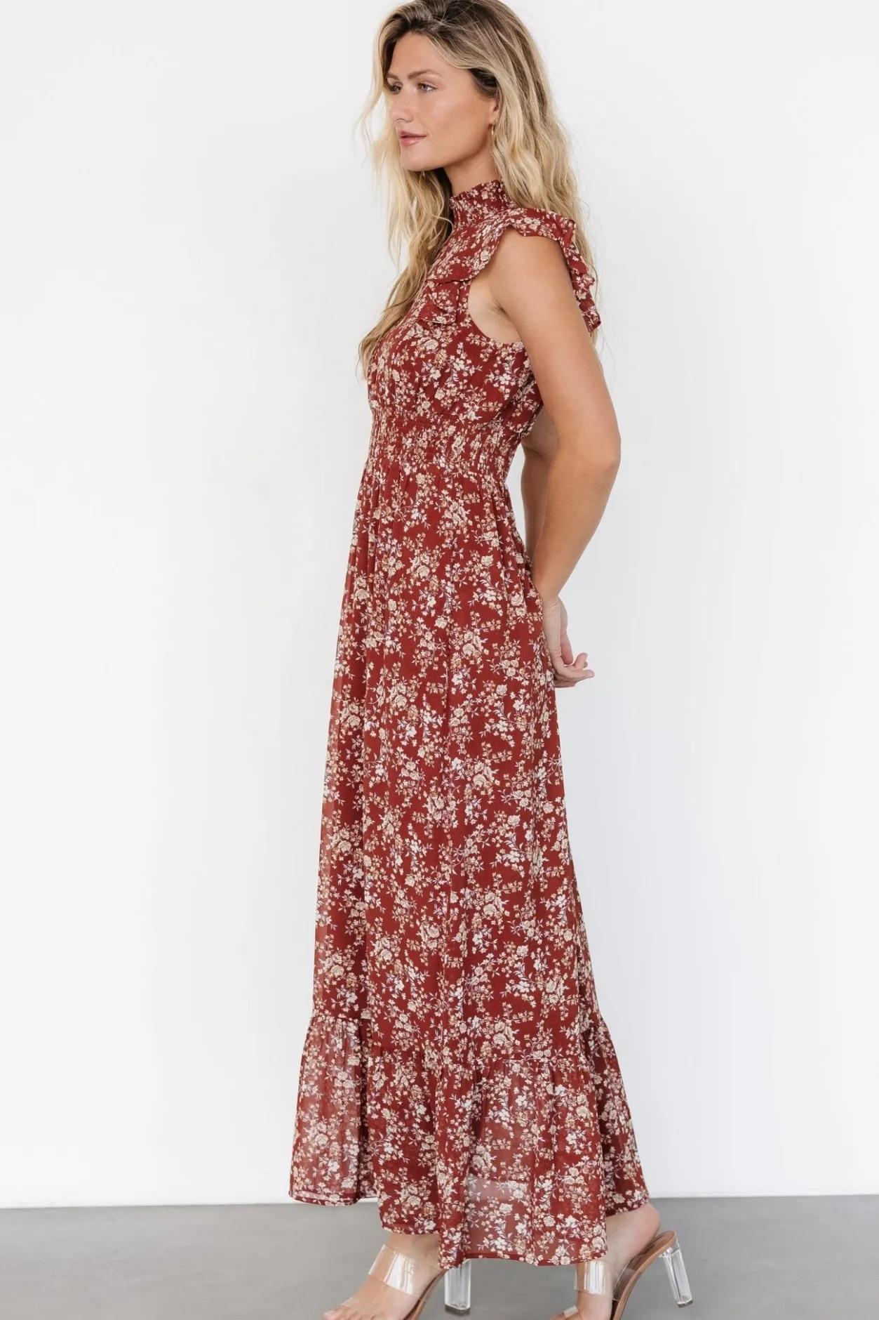 Online Baltic Born Kearny Ruffle Maxi Dress | Rust Print RustPrint