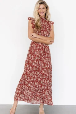 Online Baltic Born Kearny Ruffle Maxi Dress | Rust Print RustPrint