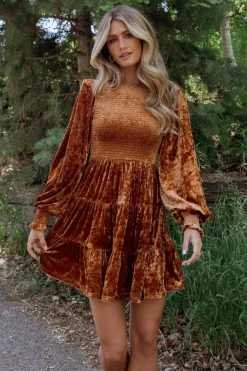 Sale Baltic Born Kele Crushed Velvet Mini Dress | Light Copper LightCopper