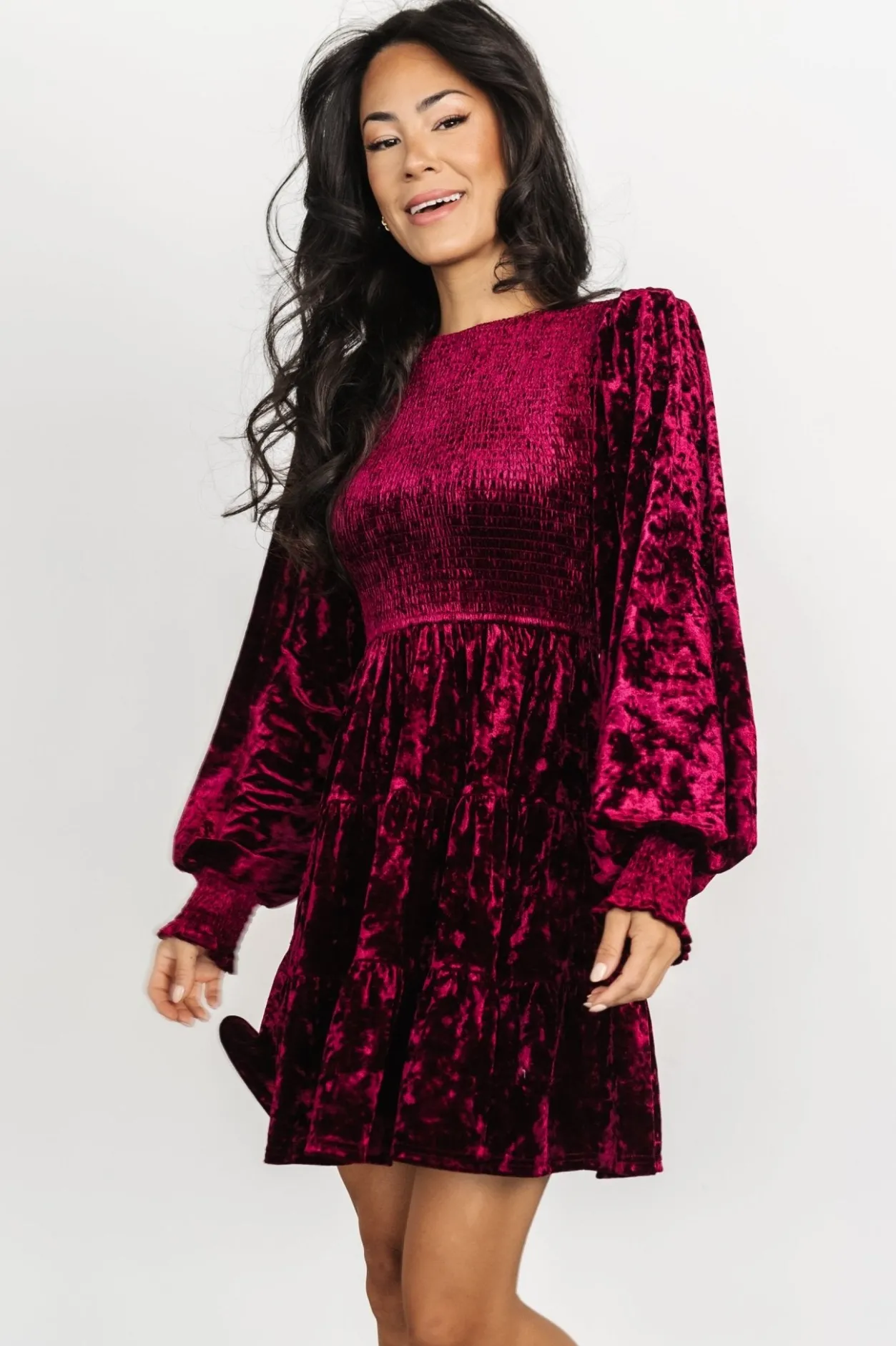 Best Baltic Born Kele Crushed Velvet Mini Dress | Deep Berry DeepBerry