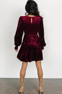 Best Baltic Born Kele Crushed Velvet Mini Dress | Deep Berry DeepBerry