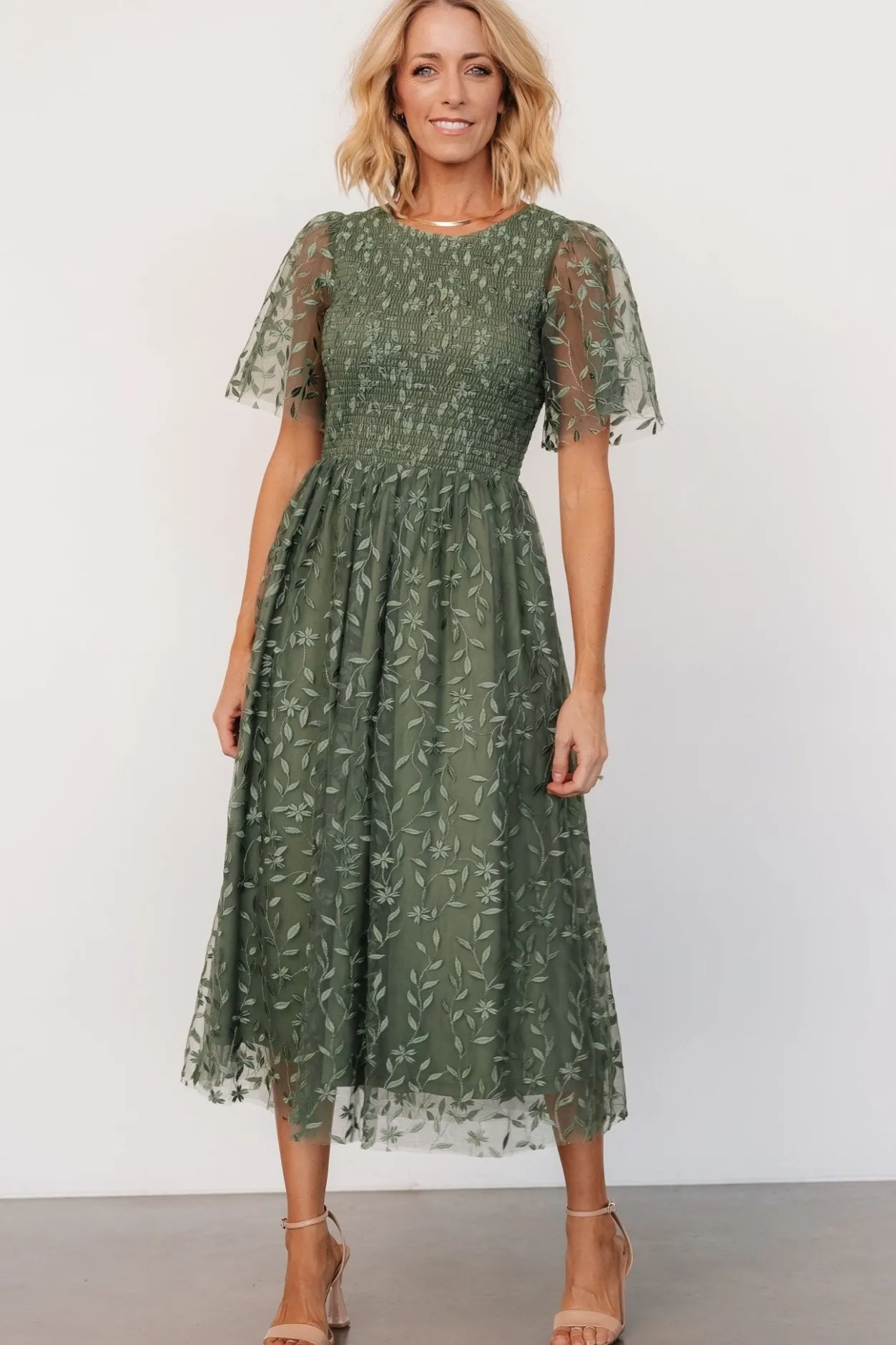 Clearance Baltic Born Kendra Embroidered Dress | Dark Sage DarkSage