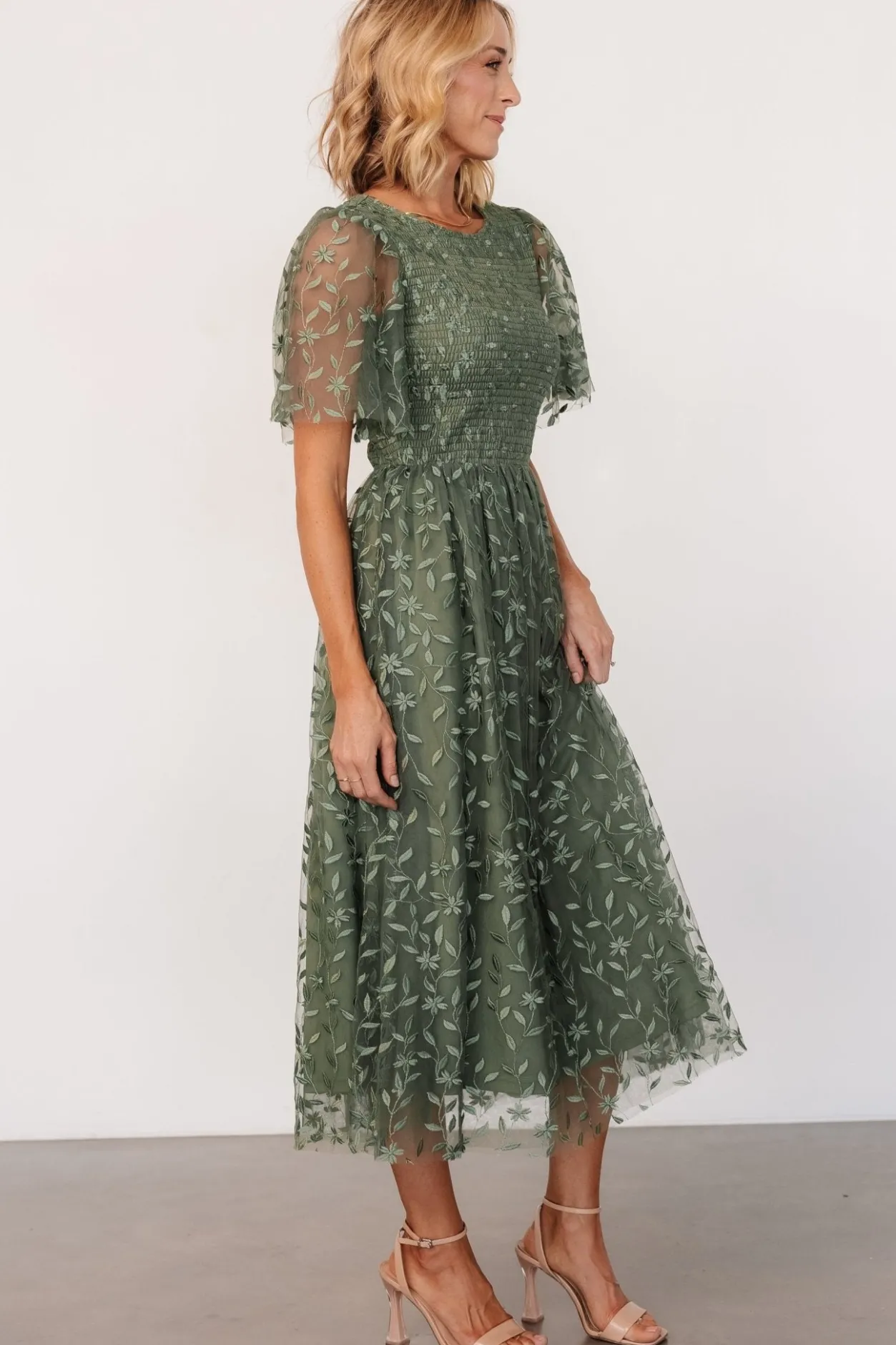 Clearance Baltic Born Kendra Embroidered Dress | Dark Sage DarkSage