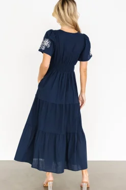 Hot Baltic Born Kennedy Embroidered Maxi Dress | Blue