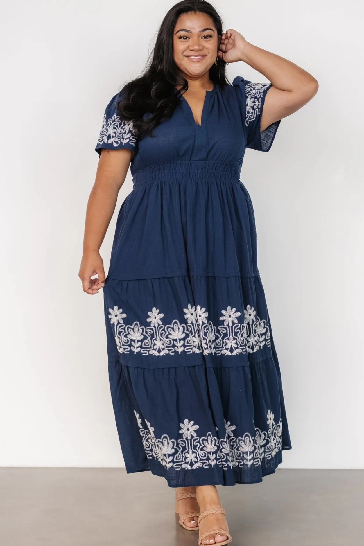 Hot Baltic Born Kennedy Embroidered Maxi Dress | Blue